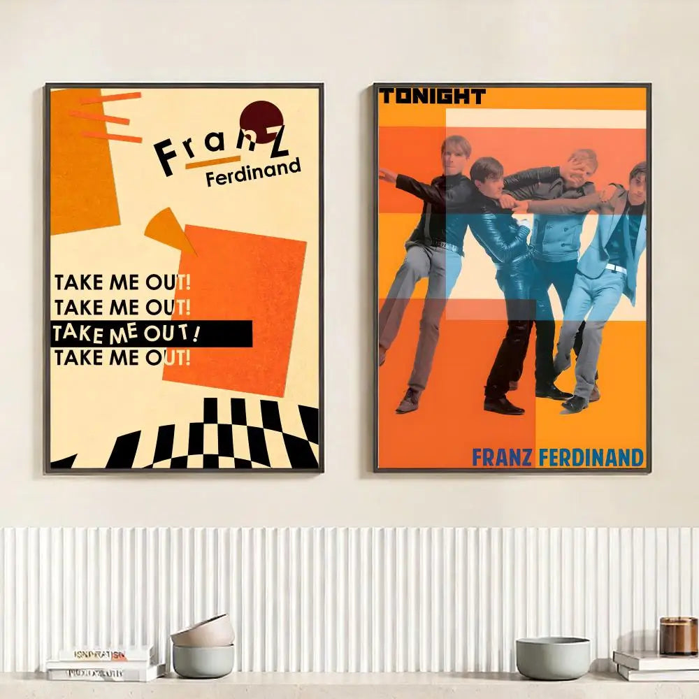 Band F-Franz Ferdinand Poster HD Self Adhesive Waterproof Wall Art Ideal for Home Office Dorm Bedroom Great Gift Peaceful Pleasures Health and Wellness