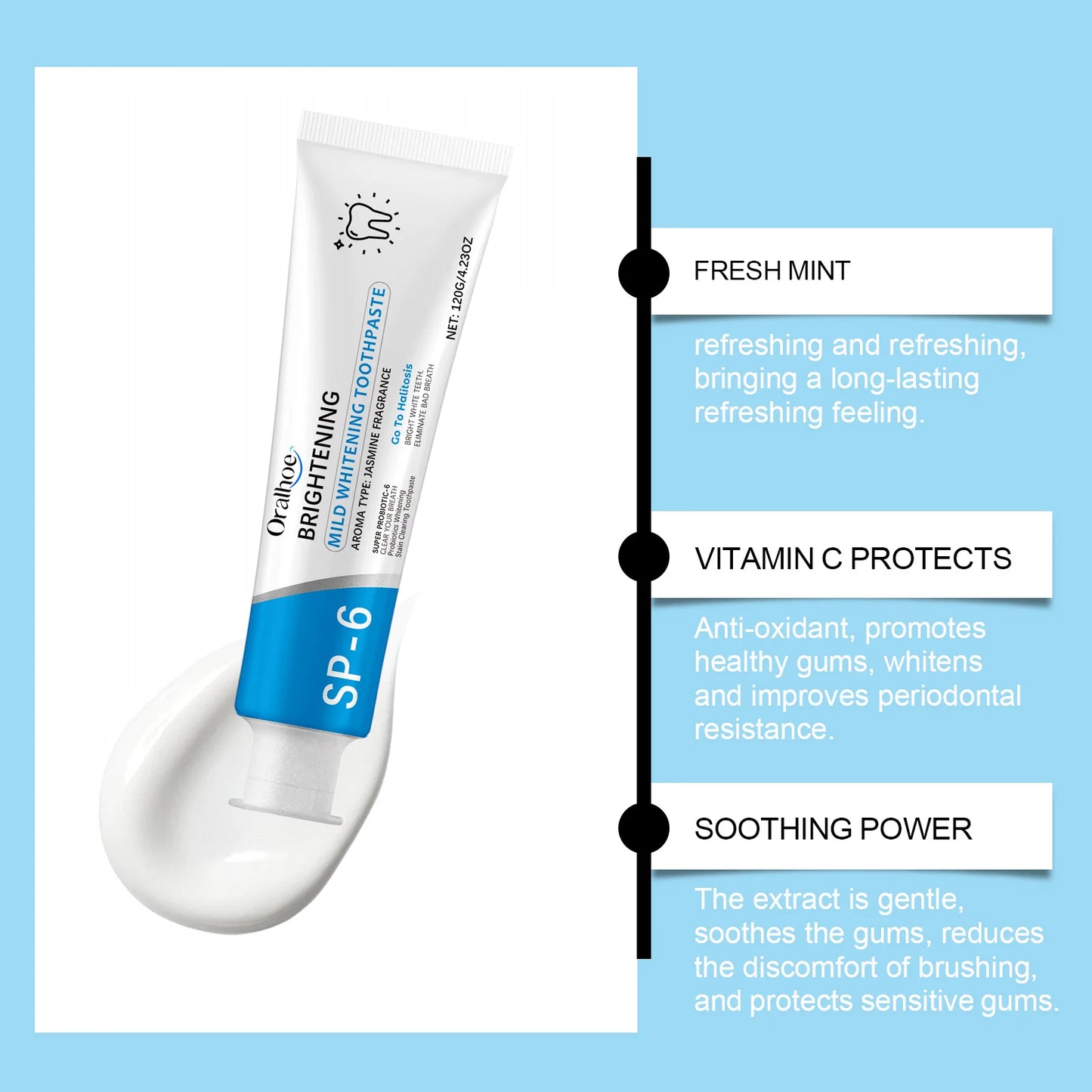 Oralhoe Whitening Toothpaste | Mint, Jasmine & Xylitol 120g