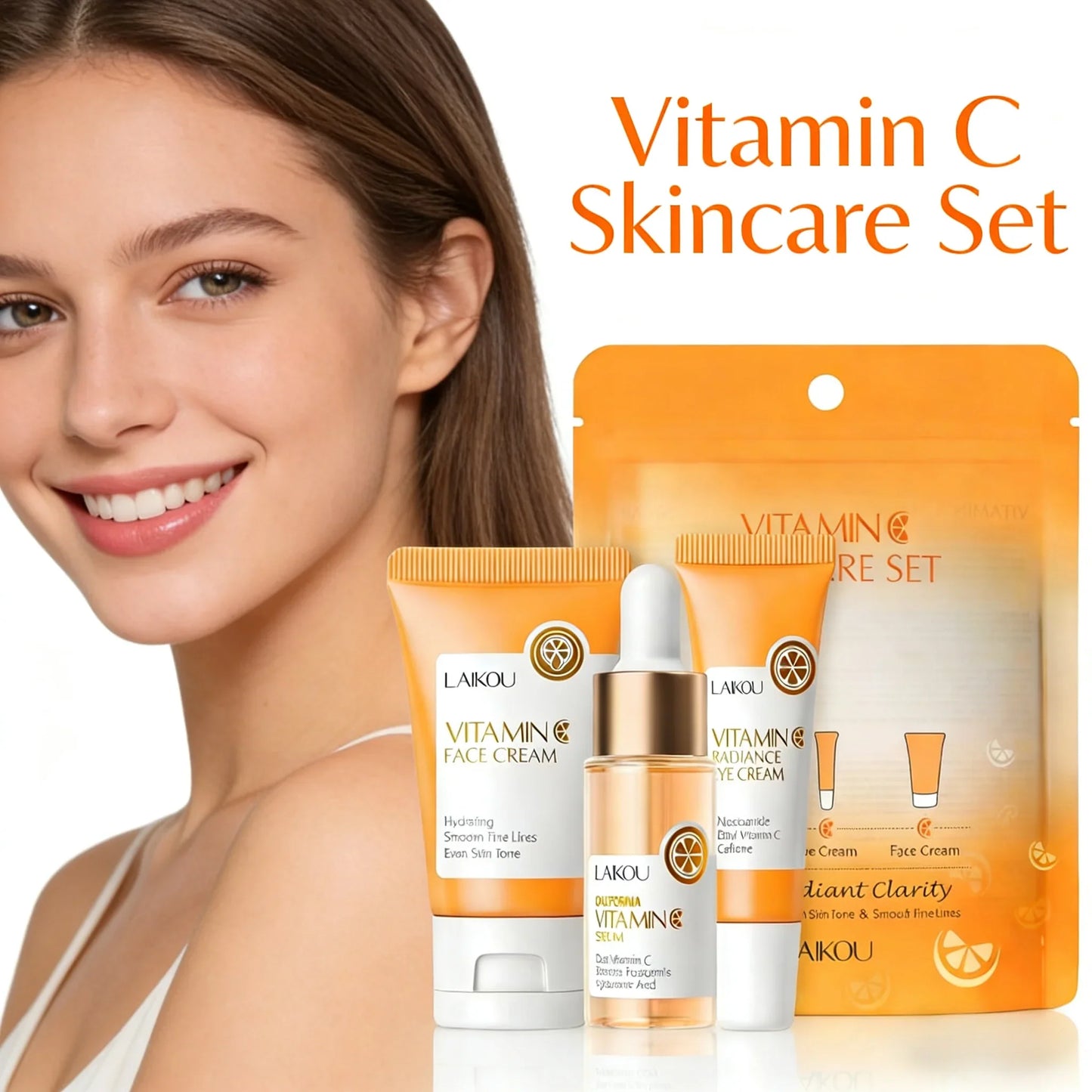 LAIKOU Vitamin C Sakura Skincare Set – Serum, Eye & Face Cream