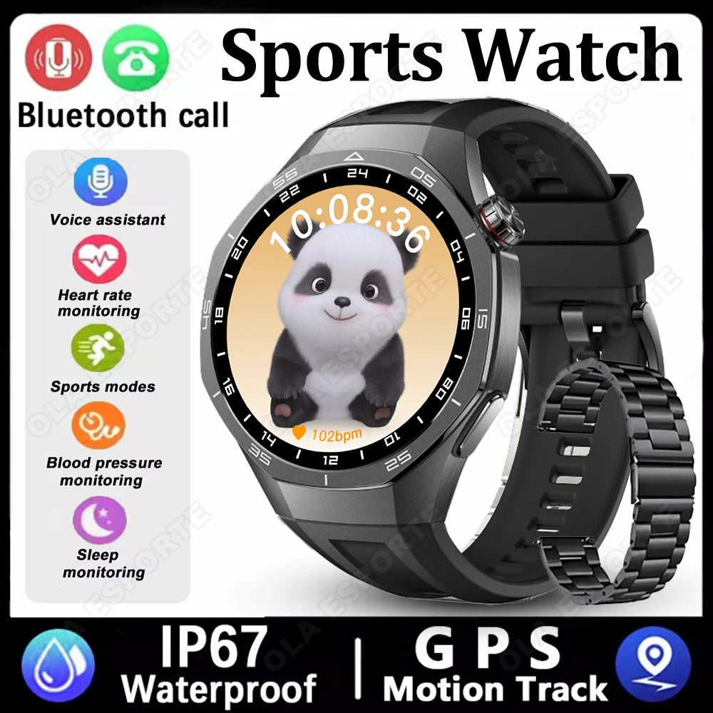 2026 NEW GPS Track Compass Smart Watch Men 360*360 AMOLED Screen BT Call IP68 Waterproof Health Monitor Man Smartwatches HW12 Peaceful Pleasures Health and Wellness Bk22Szstrap