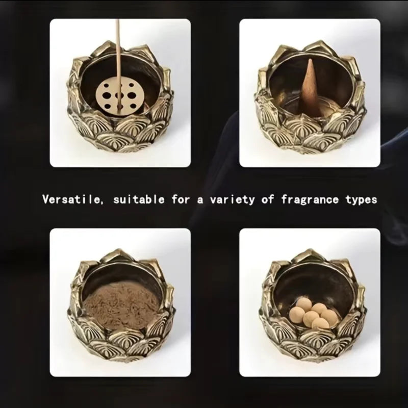 Hollow Lotus Incense Burner | Stainless Steel Tea Table Decor