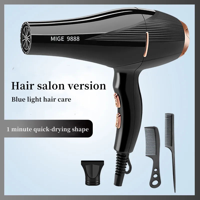 Fashionable High-Speed Hair Dryer High-Power Quick Drying Hair Care Silent Home Hair Salon Tools Buy 1 Get 6 Free Peaceful Pleasures Health and Wellness E-220V EU
