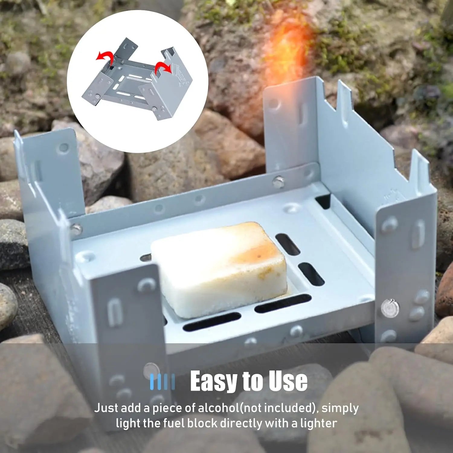 Portable Pocket Stove Backpacking Folding Stove Outdoor Travel Portable Stove Ultralight Alcohol Stove For Hiking Camping Peaceful Pleasures Health and Wellness