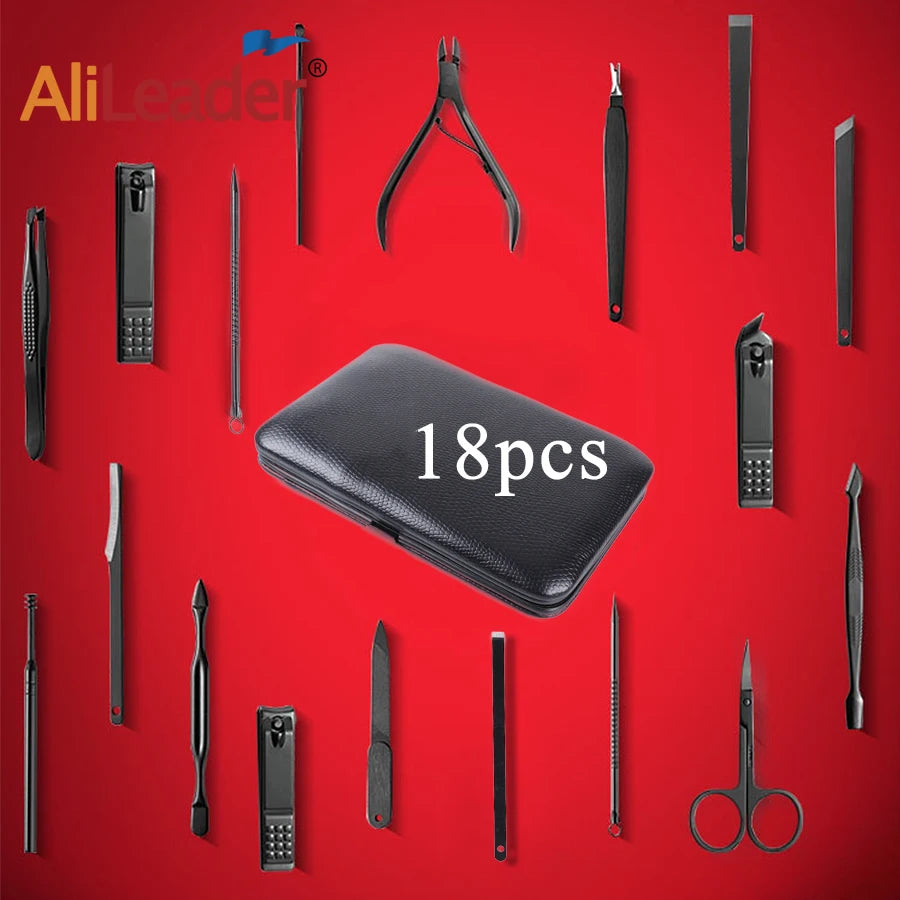 Stainless Steel Manicure Set - Professional 7/10/15/18 Pcs Pedicure Nail Clippers Grooming Kits for Personal Nail Care Use Peaceful Pleasures Health and Wellness