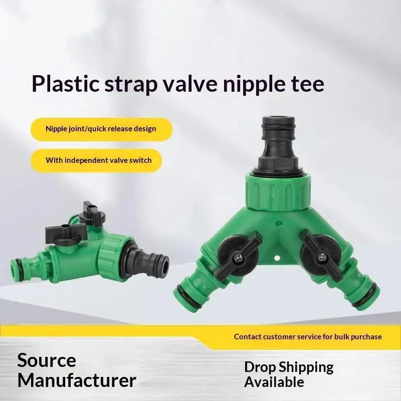 2-Way Garden Hose Splitter Y Connector with Switch Valve