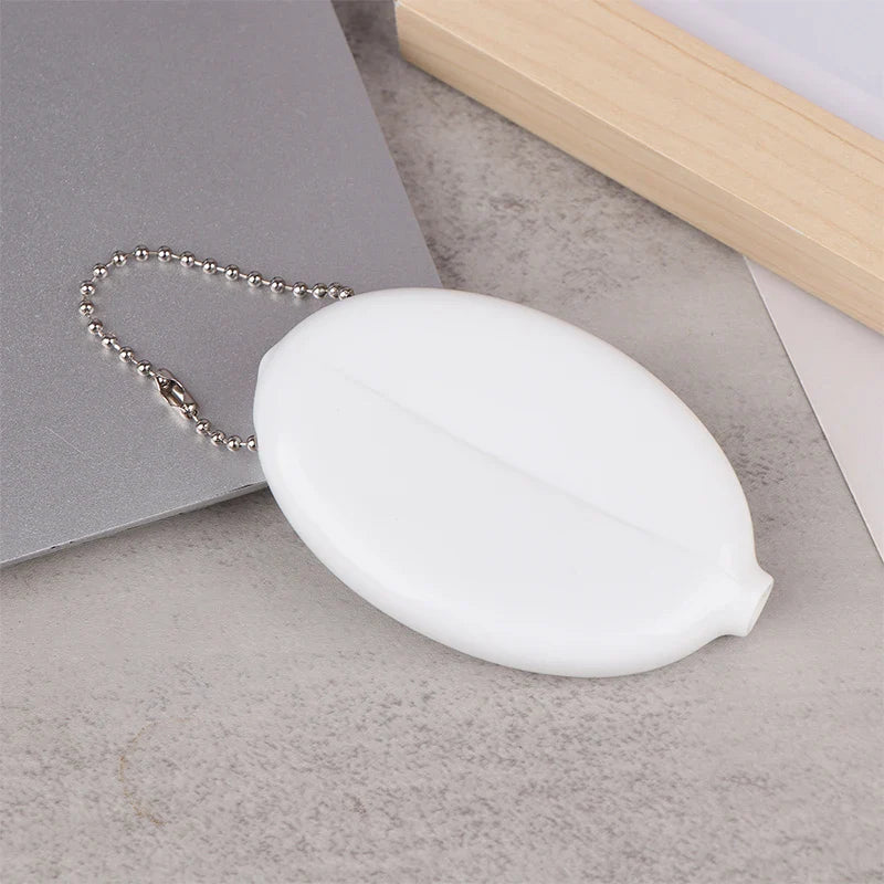 Oval PVC Coin Purse with Chain – Mini Jewelry & Coins Bag
