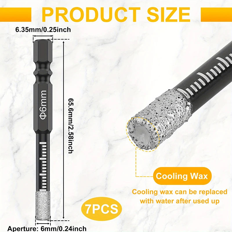 New 6/8/10/12mm Heavy-Duty Diamond Drill Bit Set Vacuum Brazed Hex Diamete for Porcelain Granite Marble Tile Drilling Bits Set Peaceful Pleasures Health and Wellness