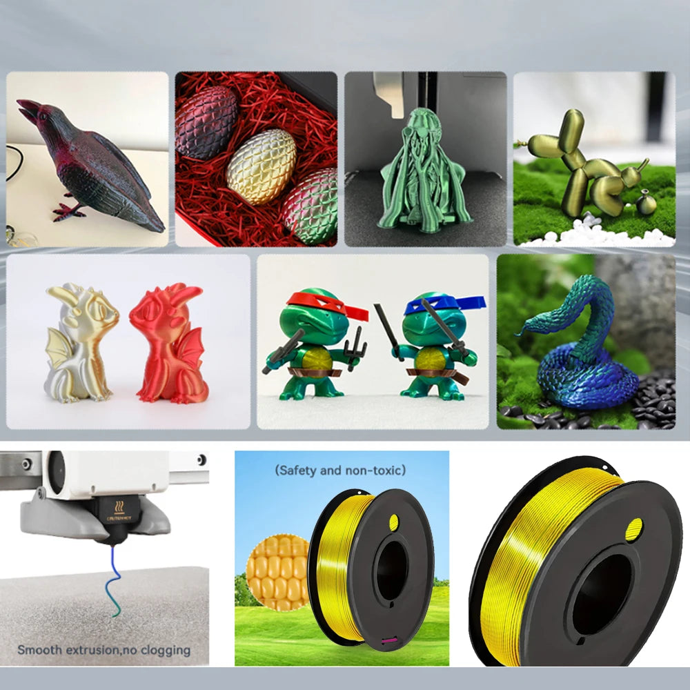 Tri-Tone Silk PLA Filament 1.75mm Aurora Colour Shift 250g×4