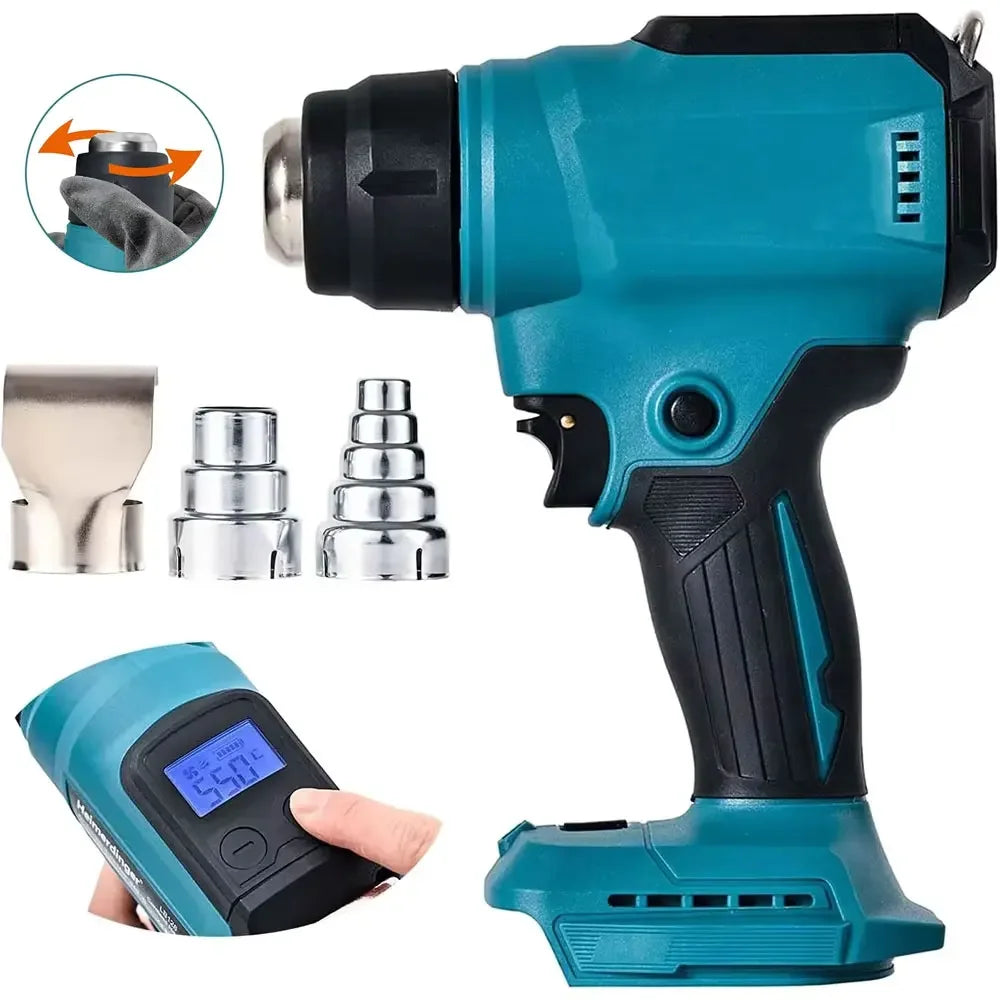 18V Heat Gun Shrink Wrapping Tool Hot Air Gun Air Dryer Soldering Thermal Blower with LED display, Tool only, No battery Peaceful Pleasures Health and Wellness