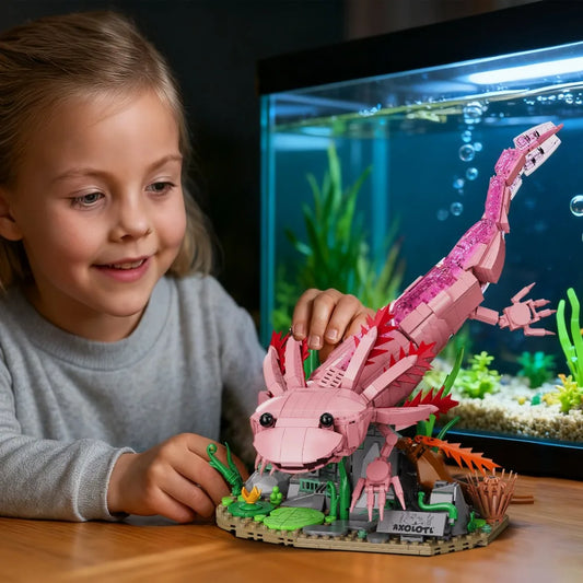 Creative Aquatic Amphibian Axolotl Model Building Blocks Construction Peaceful Pleasures Health and Wellness