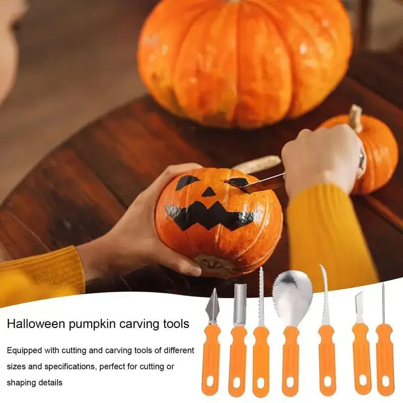 Hot Sale 7Pcs set Halloween Pumpkin Carving Knife Sets Pumpkin Lantern DIY Carved Tools Pottery Tools Pumpkin Cutting Hand Tools Peaceful Pleasures Health and Wellness