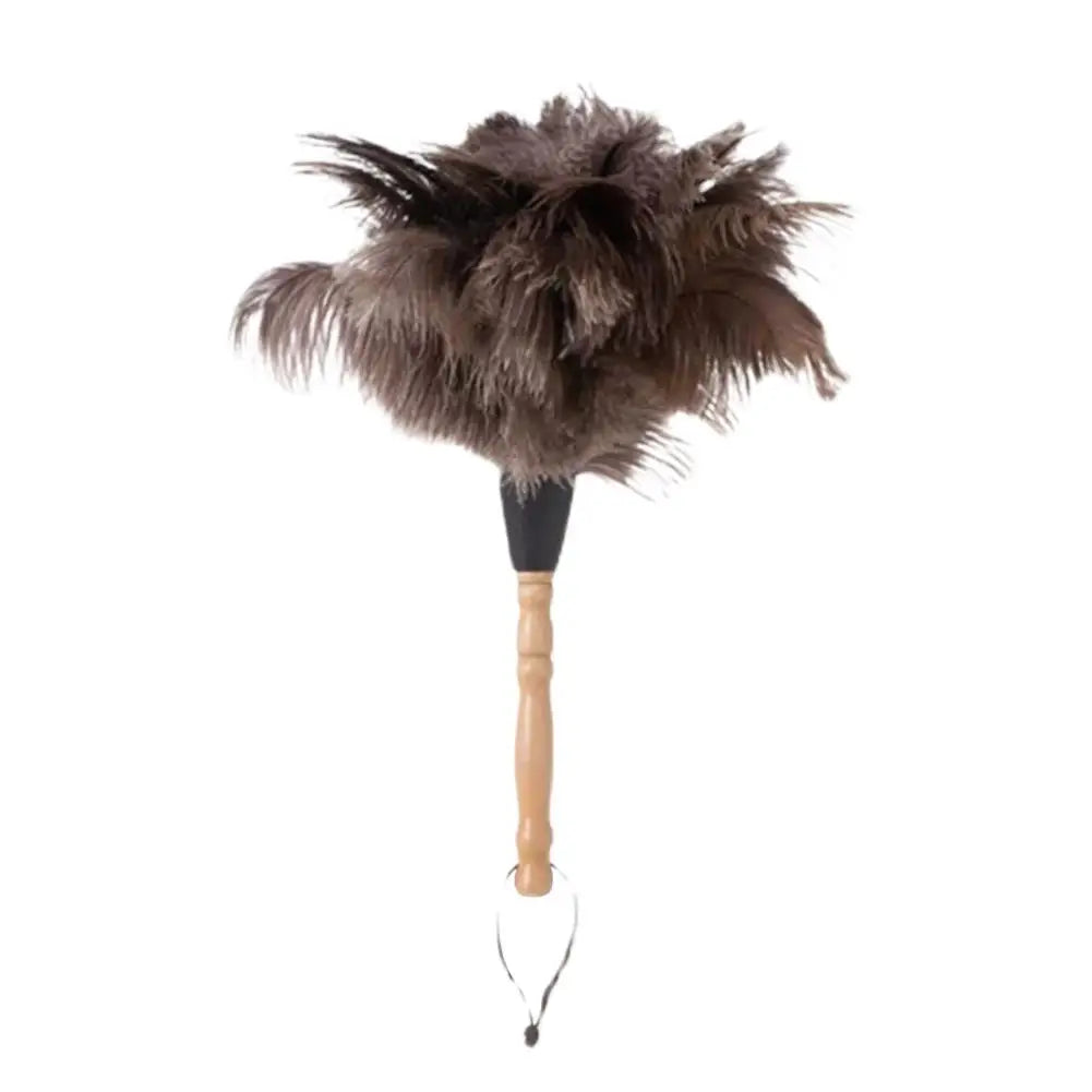 Premium Ostrich Feather Duster with Solid Wood Handle Anti-Static Dust Removal Tool for Home Furniture Cleaning Performance Prop Peaceful Pleasures Health and Wellness 1pcs