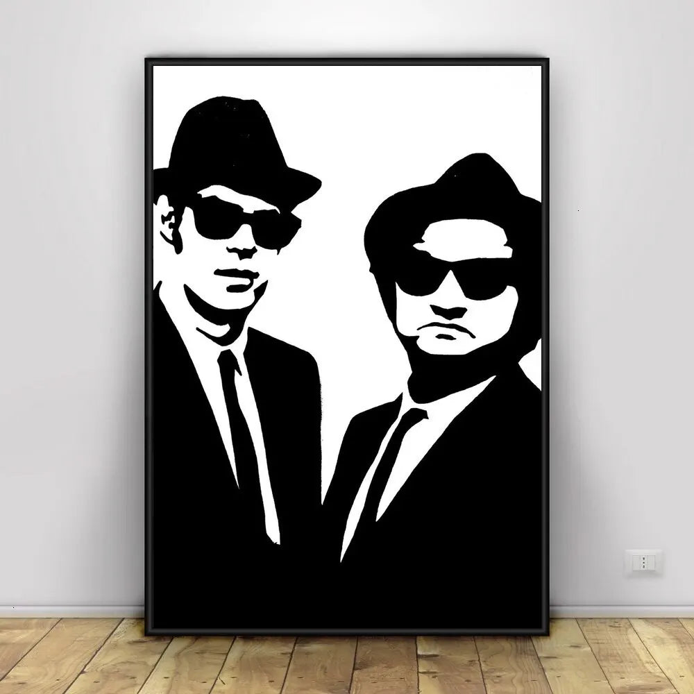 Vintage Blues Brothers Canvas Wall Art Classic Movie TV Show Poster Retro Print for Home Bedroom Living Room Decoration Peaceful Pleasures Health and Wellness 2 40x60cm Unframed