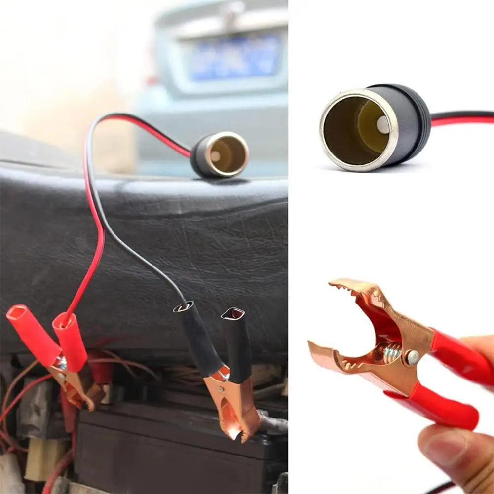 12V Battery Clip to Cigarette Lighter Socket Adapter | Pure Copper