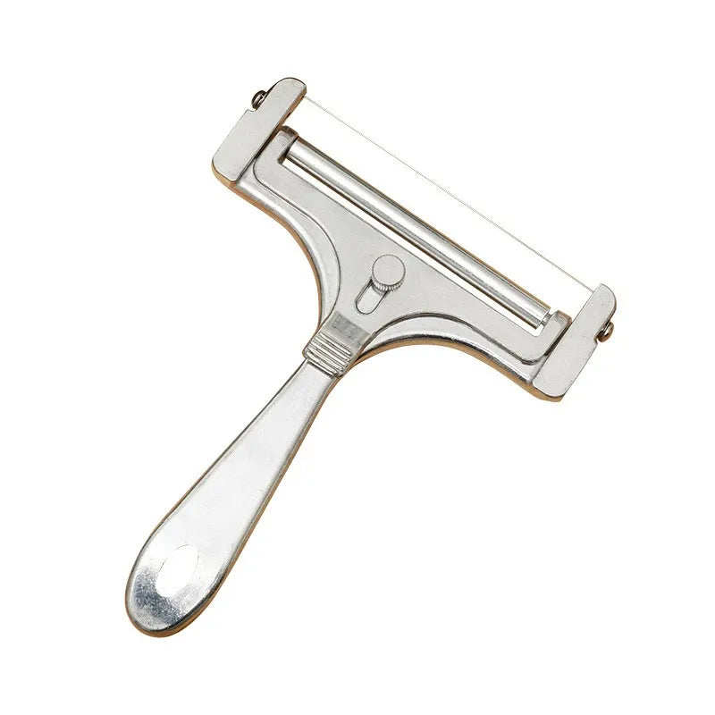 Aluminum Alloy Cheese Slicer with Wire Adjustable Thickness Cheese Butter Cutter for Soft and Semi-Hard Cheeses Kitchen Gadgets Peaceful Pleasures Health and Wellness Silver