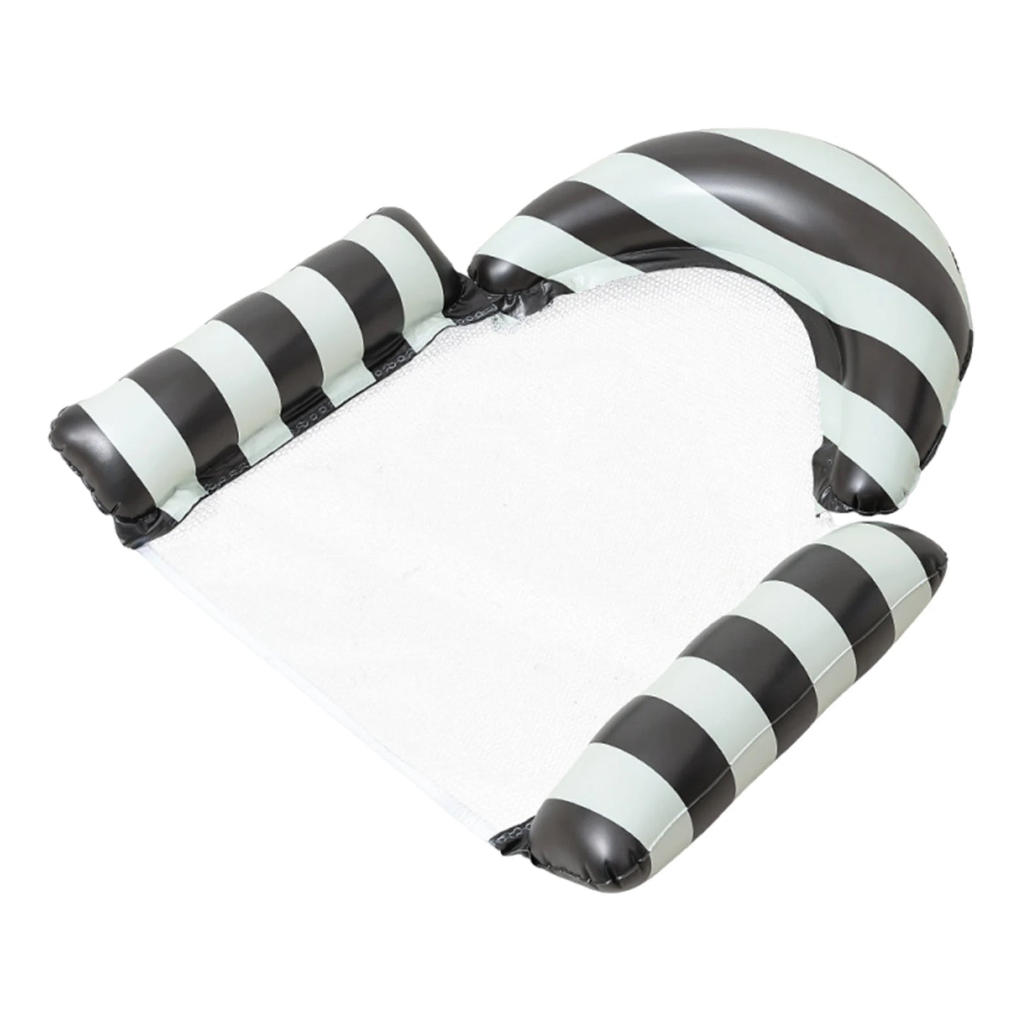Stripe Pattern PVC Foldable Water Seat Inflatable Floating Single Seat Thickened Floating Bed for Summer Water Entertainment Peaceful Pleasures Health and Wellness