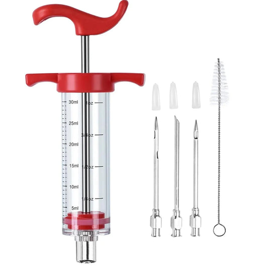 Turkey Injector Syringe - 3 Marinade Injector Needles, 1oz Meat Injector Syringe with Cleaning Brush, Easy to Use & Clean Peaceful Pleasures Health and Wellness