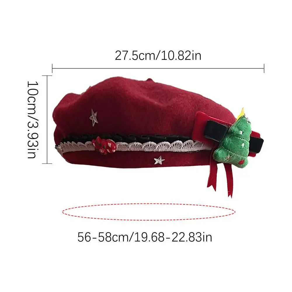 Women's Wool French Beret Hat | Winter Festive Headwear