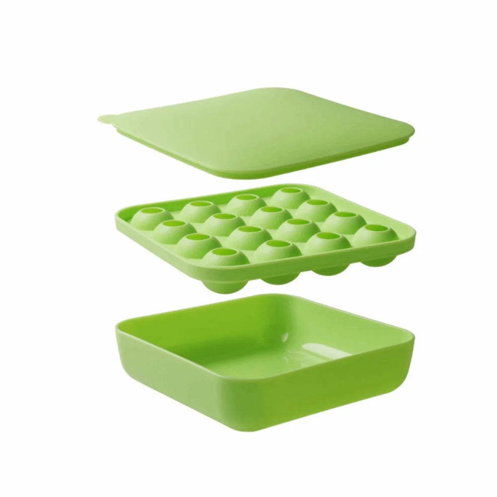 16-Cavity Food-Grade Ice Cube Ball Mold with Lid | Non-Stick