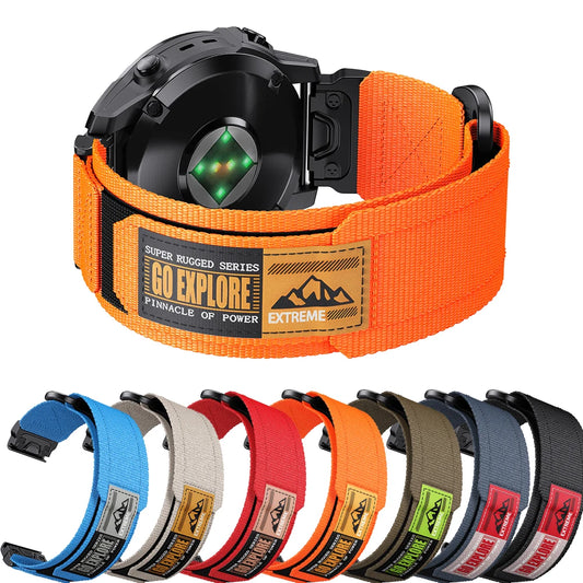 22mm 26mm QuickFit Nylon Watch Band for Garmin Fenix 7 6 5X Watch Band Peaceful Pleasures Health and Wellness