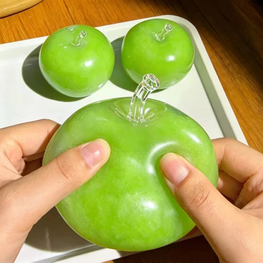 Green Apple Slushie Squishy Fidget Toy Crunchy Moldable Non-Bounce Sensory ADHD Stress Reliever Medium Grip Strength Slow Rising Peaceful Pleasures Health and Wellness