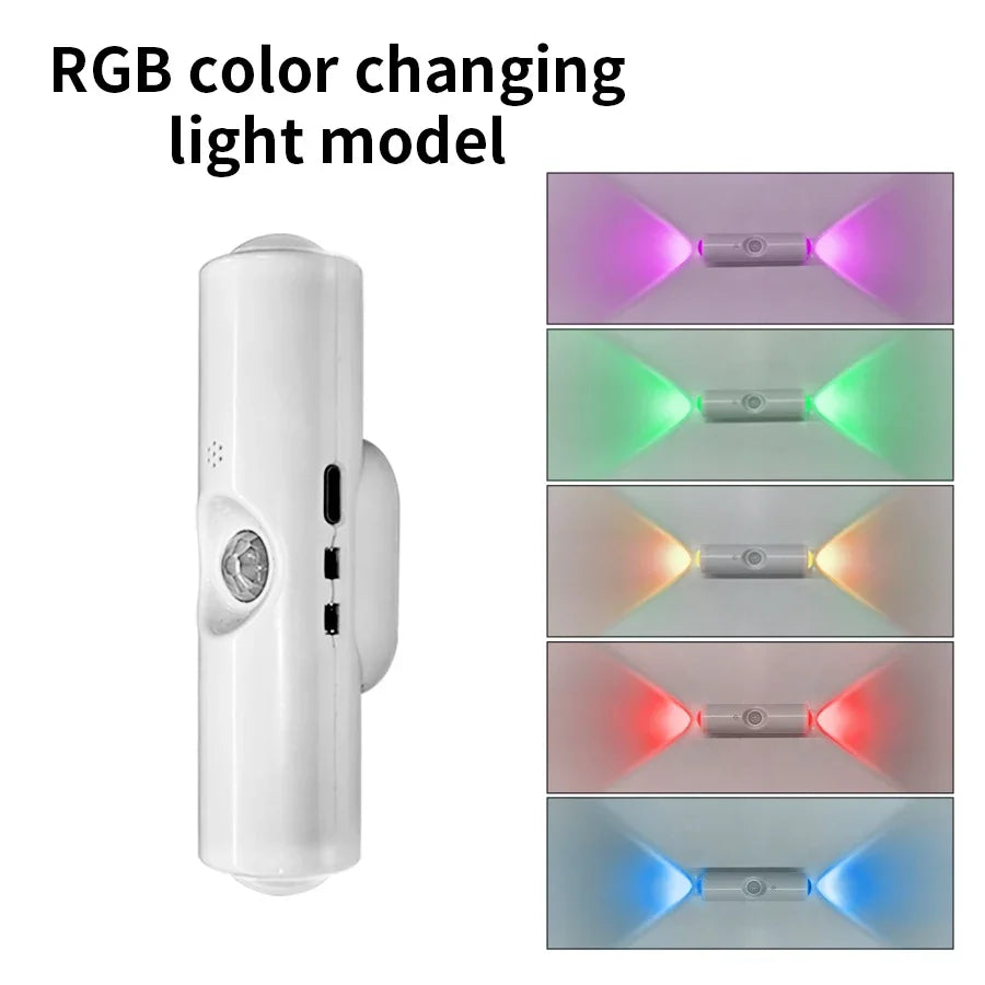Magnetic LED Wall Lamp RGB Sunset Lamp Rechargeable Night Light with Motion Sensor for Stairs Cabinet Hallway Bedroom Room Decor Peaceful Pleasures Health and Wellness RGB