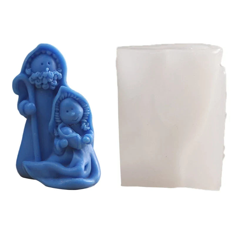 Nativity Silicone Candle Mold – 3D DIY Religious Craft Mold
