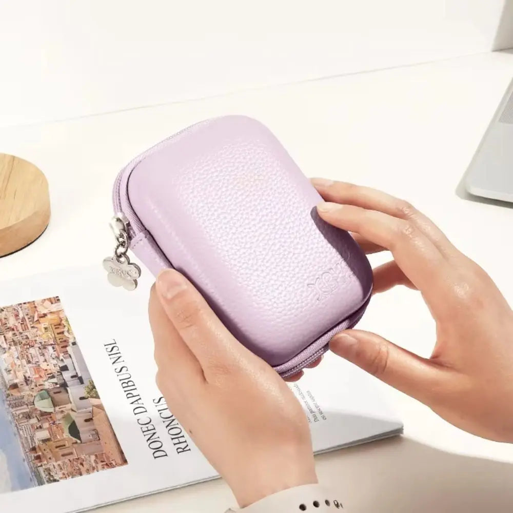 PU Leather Digital Camera Case Hard Shell Shockproof Cameras Storage Holder Earphone Data Waterproof Camera Carrying Bag SD Card Peaceful Pleasures Health and Wellness