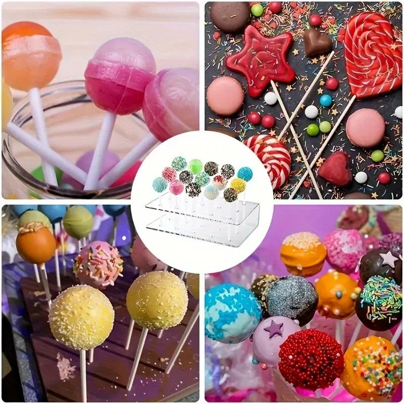 15-Hole Clear Acrylic Cake Pop Stand | Lollipop Display Holder