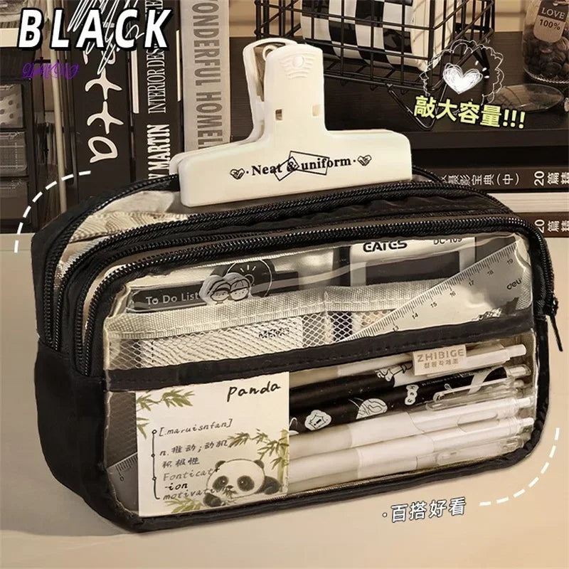 New kawaii transparent pencil bag School supplies storage Multifunctional DIY cute stationery kid pen case Girls makeup bag Peaceful Pleasures Health and Wellness