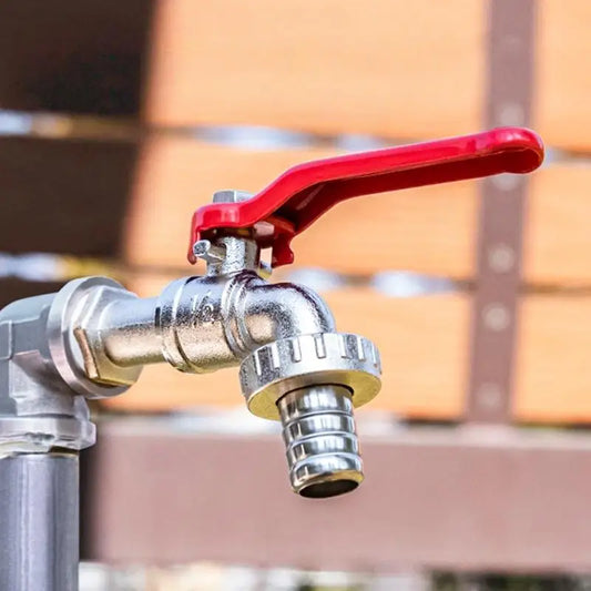 1pc Garden Watering Garden Irrigation Accessory 1/2x3/4 Lever Water Tap Zinc Alloy With Red Handle Faucet Adapter Hose Plug Peaceful Pleasures Health and Wellness