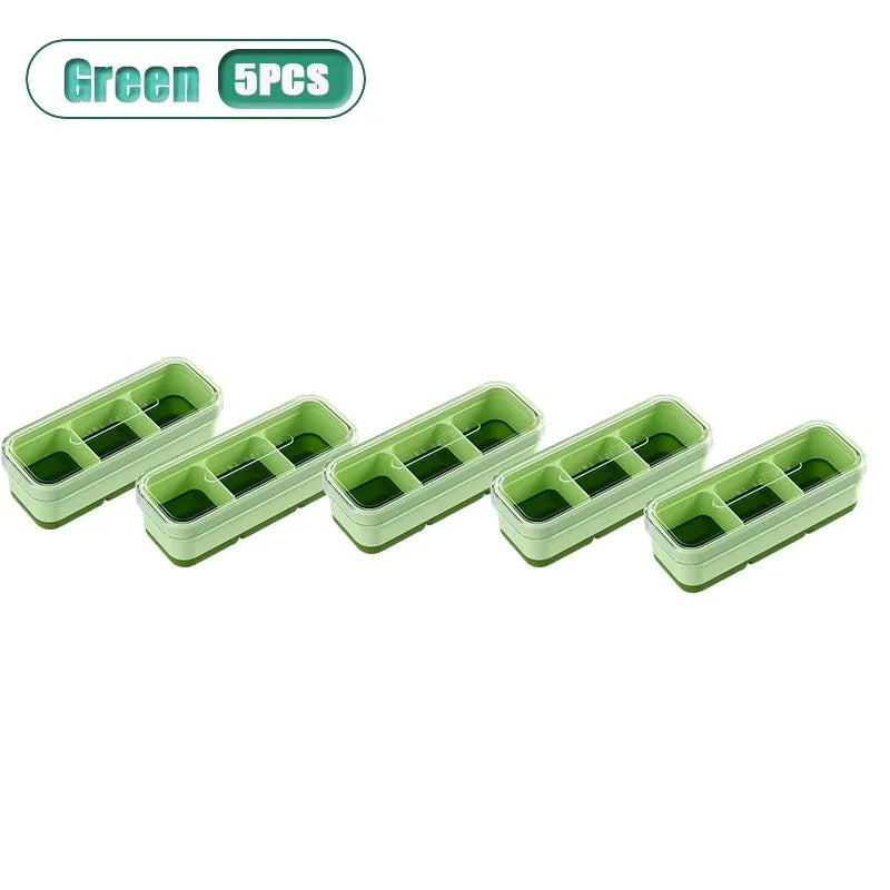 3-Compartment Silicone Ice Cube Tray with Lid – BPA Free