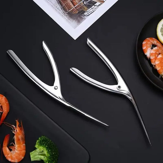 Hot Stainless Steel Shrimp Deveined Device - Ergonomic Fishbone Design，Easy Shell Removal，Kitchen Seafood Preparation Gadget Hot Peaceful Pleasures Health and Wellness