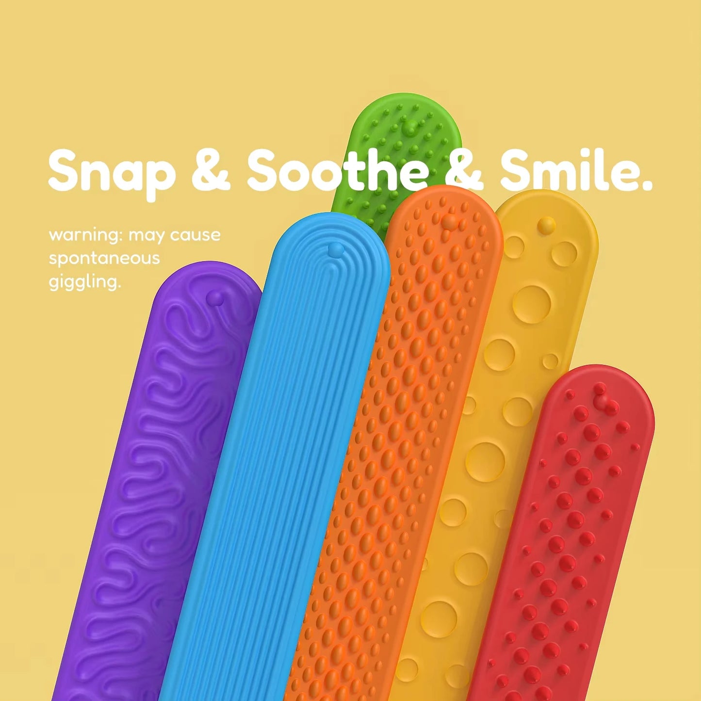 6 pcs Silicone Sensory Fidget Toys Slap Bracelets Textured Toys For Kids Autism Calming Sensory Toy For Special Needs Fidgets Peaceful Pleasures Health and Wellness