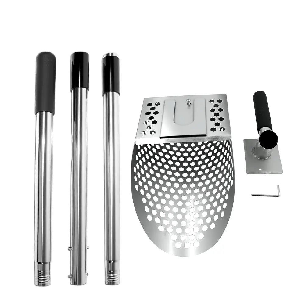Portable Stainless Steel Metal Detecting Sand Scoop Shovel Beach Treasure Hunting Digging Tool for Garden Outdoor Prospecting Peaceful Pleasures Health and Wellness Style 2