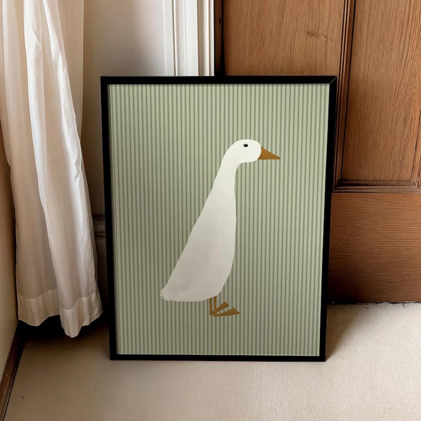 Funny Green Goose Canvas Wall Art Print | Modern Home Decor