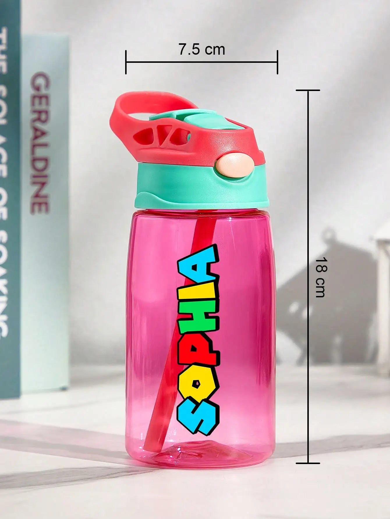 1pc Custom Water Bottle Personalized Name Cup with Straw and Lid 16oz 480ml Gift for Him Her Home Office Peaceful Pleasures Health and Wellness