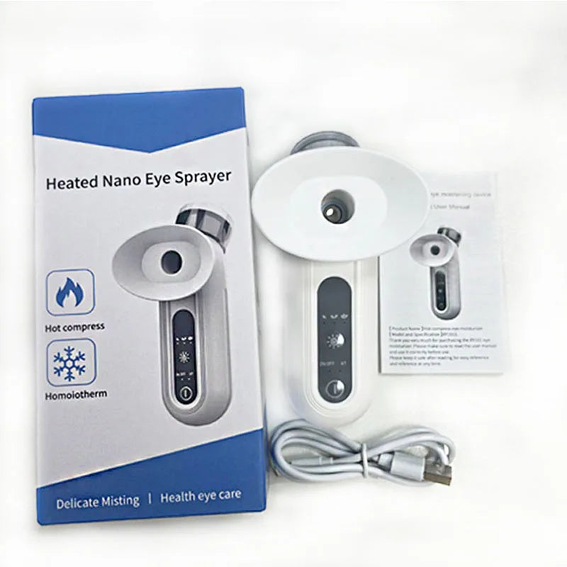 Hot Cold Compress Eye Steam Mist Sprayer Portable Nano Eye Care Hydrating Instrument Relieve Eye Fatigue Eye Beauty Hydrating Peaceful Pleasures Health and Wellness White