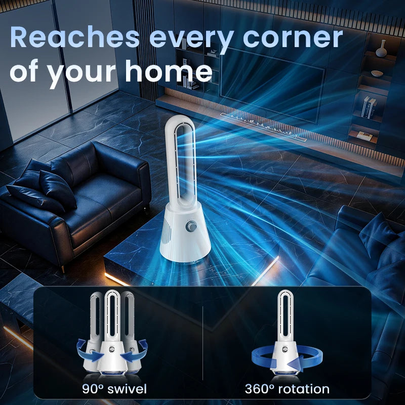 2026 Ultra Quiet Bladeless Electric Tower Fan Air Purification Circulation 3000mAh for Dormitory Desk Floor Peaceful Pleasures Health and Wellness