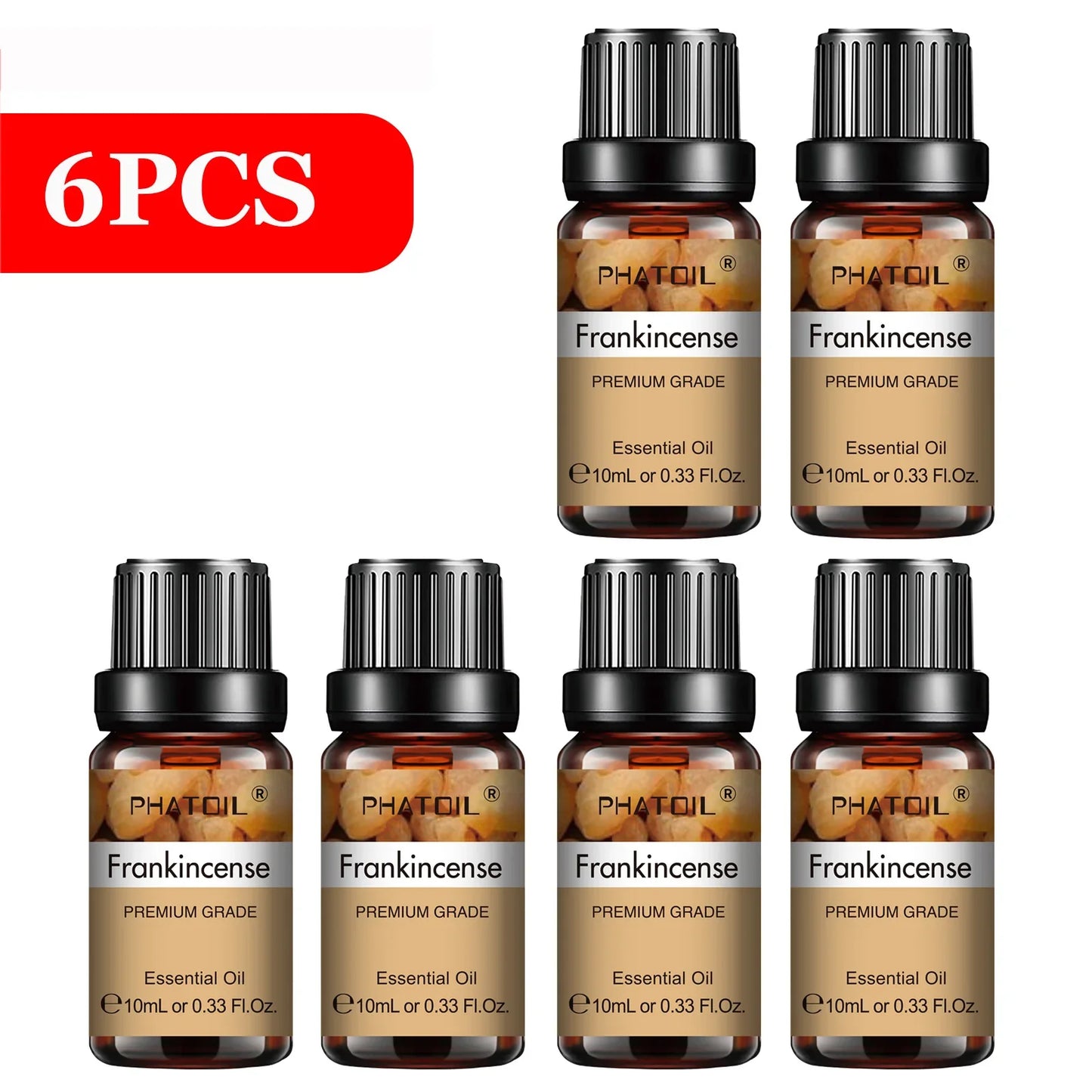 PHATOIL 6-Piece Pure Essential Oil Set – Diffuser & Aromatherapy