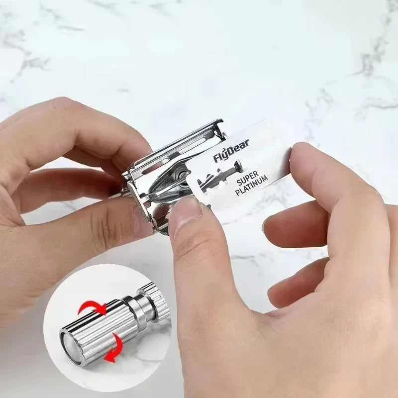 Double Edge Shaving Razor Set Classic Traditional Safety Razor For Men Beard Safety Razor for Barber Styling Accessories Tools Peaceful Pleasures Health and Wellness