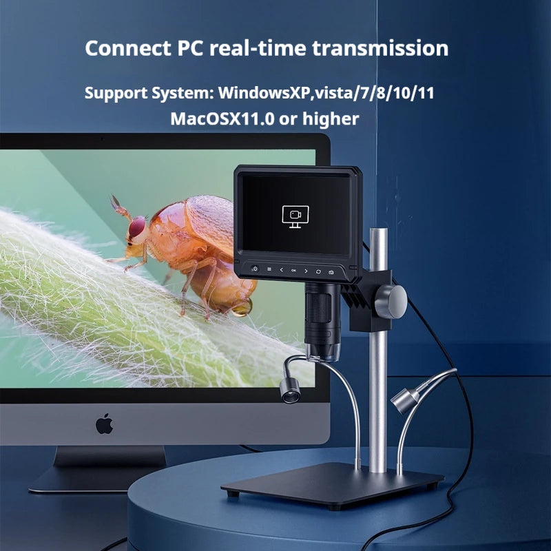 Touchscreen 12 Megapixel Digital Microscope 7/10.1 Inch Screen Maintenance Microscope Electron Microscope Peaceful Pleasures Health and Wellness
