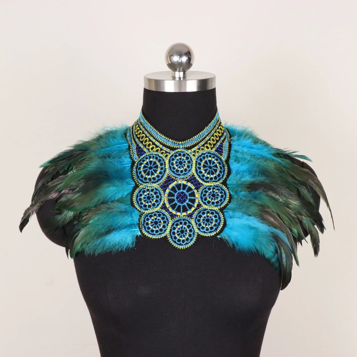 Cosplay Punk Goth Feather Collar Shoulder Women Lace Bolero Jacket