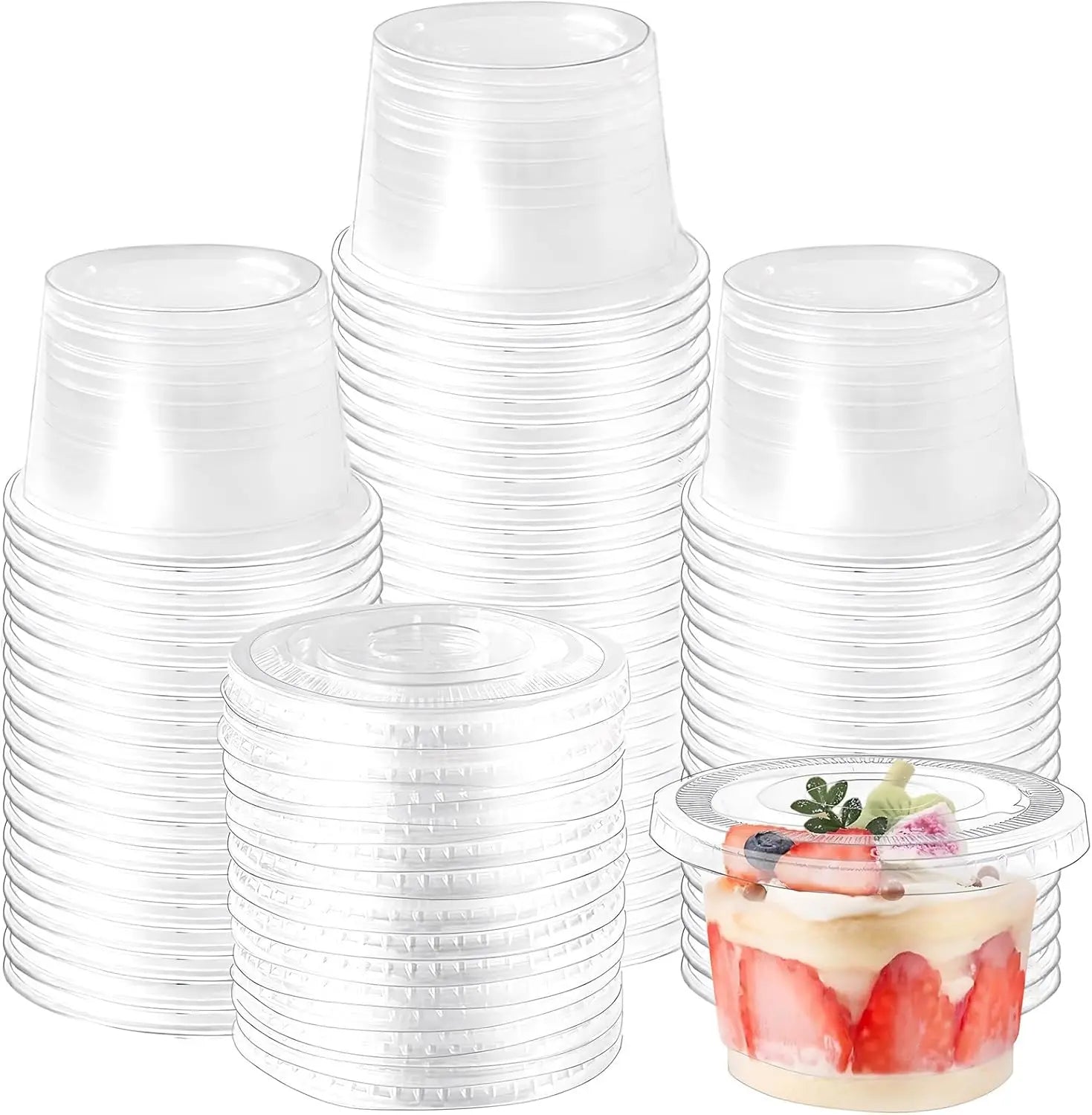 8OZ Disposable Plastic Cups with DomeOLids Clear Dessert Cup Mini Parfait Appetizer Containers for Ice Cream,Cake,Fruit,Pudding Peaceful Pleasures Health and Wellness