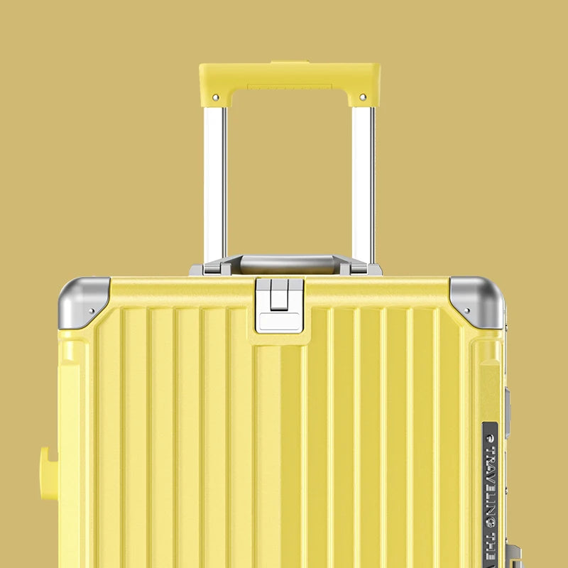 Suitcase Carry On Luggage Holder Hard Shell Rolling Travel Suitcase with Spinner Wheels 20 24 26 28 30 Inch Luggage Peaceful Pleasures Health and Wellness Yellow Aluminum Edge 24 inch