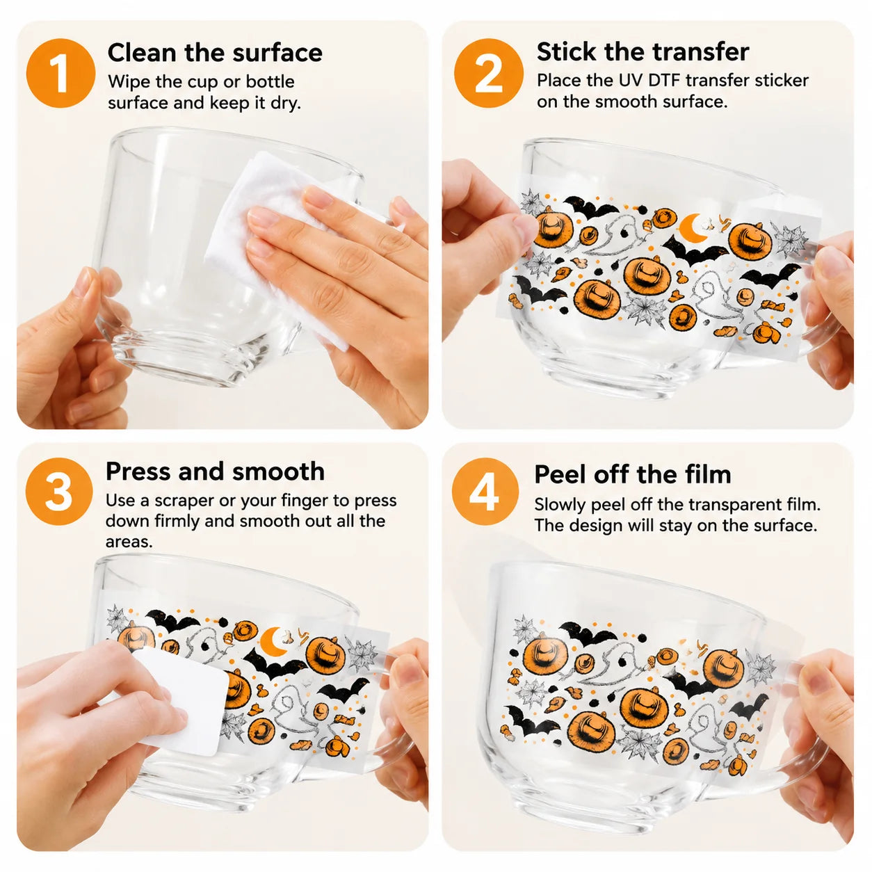 Halloween UV DTF Transfer Sticker | Pumpkin Bat Ghost DIY Decal