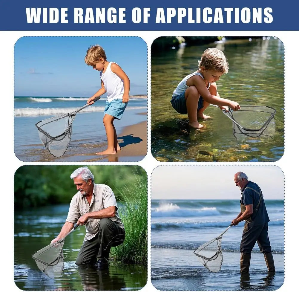Fishing Net Foldable Collapsible Telescopic Fish Landing Net Durable Nylon Material Mesh Landing Net for Easy Catching Releasing Peaceful Pleasures Health and Wellness