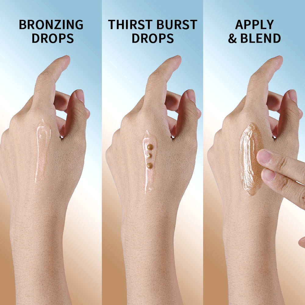 Bronze Brighten Drops Duo Primer Mix With Foundation Brighten Hydrate Silky Easy To Absorb No Greasy Feel Dual-action Travel Set Peaceful Pleasures Health and Wellness