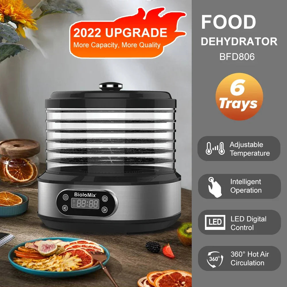 BioloMix Food Dehydrator – 5 BPA-Free Trays, Digital Timer & Temp Control