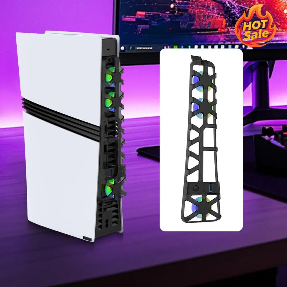 PS5 Pro Cooling Fan – RGB Lighting, USB 3.0 & Temperature Control